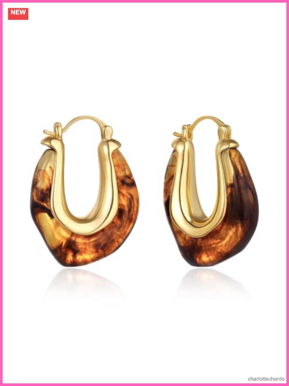Acrylic Hoop Earrings 14K Gold Plated Hypoallergenic Lightweight for Women